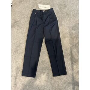 Class Club Men's Navy Trousers 28x28 Classic Fit Pleated Front 100% Cotton NWT